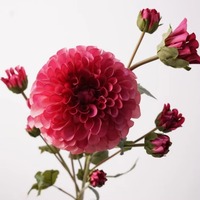 Karangan Bunga Dahlia Kain Sutra Buatan Baru 61cm untuk Dekorasi Rumah dan Pernikahan