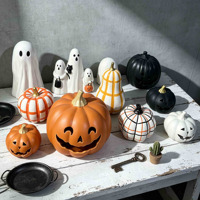Ensemble de figurines en céramique Citrouille et Fantôme pour Halloween, Décoration de table mignonne et effrayante, Décoration d'automne pour fêtes à domicile, Vente en gros
