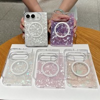 Étui de téléphone magnétique à motif coquillage brillant pour iPhone Duo, coque rigide en PC pliable