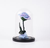 Nouvelle conception - Rose éternelle sous cloche en verre - Fleur éternelle faite à la main - Cadeau romantique pour la Saint-Valentin ou un anniversaire