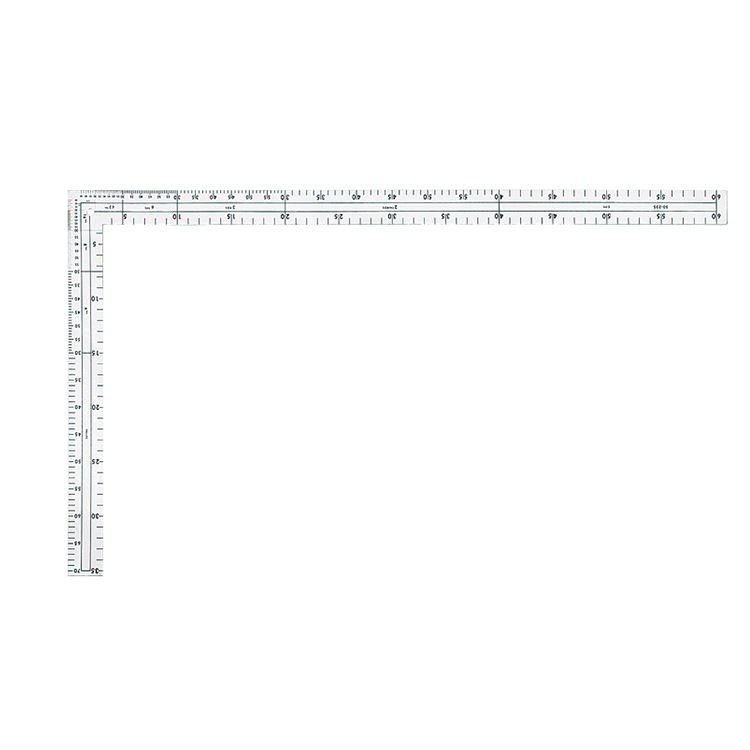 Alat ukur baja tahan karat 90 derajat berbentuk L profesional penggaris gambar 250*500mm * 2mm penggaris putar pola