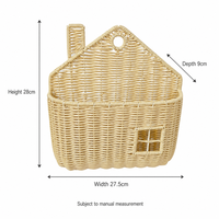 Panier de rangement mural en rotin tressé à la main, écologique, en forme de maison, pour chambre d'enfant, logo personnalisable