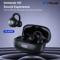 Miccell Original étanche Sport écouteurs faible latence Fitness boucle d'oreille TWS casque Clip-on sans fil jeu véritable affichage numérique