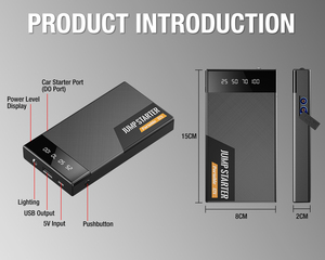 Arrancador de Baterías de Coche Portátil Inteligente, Banco de Energía de Emergencia USB de 12 V para Coche y Camión, Corriente Máxima de 8000 mAh para Motocicletas - Product Image 2