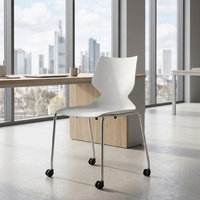 Chaise de bureau ergonomique empilable de style nordique moderne en acier inoxydable à dossier solide pour conférence, visiteur, tâches et salle à manger d'hôtel