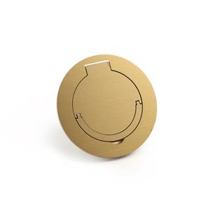 Boîtier de sol rond chromé avec finition polie et prise de courant simple pour montage mural ou au sol - Product Image 4