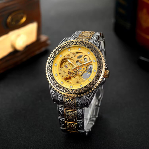 Reloj Mecánico Automático de Diseño para Hombre, Más Vendido, Vintage, Grabado, Esqueletizado, con Fondo Transparente y Correa de Acero - Product Image 2