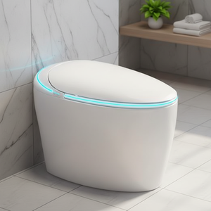 Toilettes intelligentes de luxe entièrement automatiques, design de cuvette de toilettes en céramique, toilettes intelligentes à poser au sol avec télécommande - Product Image 1