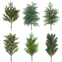 Ranting Pinus Buatan Impor, Hiasan Tanaman Hijau Natal Satu Buah, Ornamen Dekoratif Dalam/Luar Ruangan