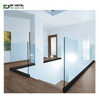 Rampe en verre intérieure moderne et contemporaine DF pour escalier, base en alliage d'aluminium avec embout en verre, design de rampe en verre intérieure