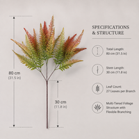 Faux tronc de fougère artificielle effet coucher de soleil pour décoration de sol de café, arrangement de plantes simulées, branche de feuillage en gros