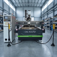 Machine de fraisage CNC à double tête Forsun SD-1325, double broches, système de contrôle NC Studio Syntec, moteur pas à pas, table à aspiration à rainures en T