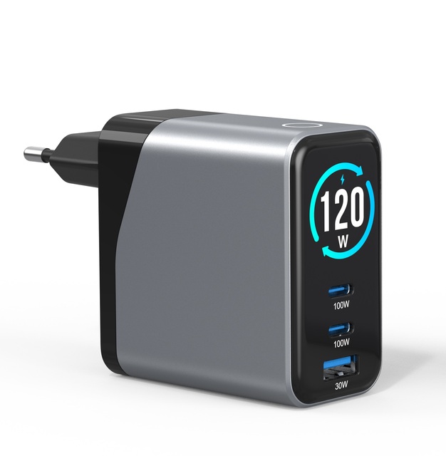 120W USB C Charger Laptop Charger 3-Port Multi-Device Fast Charging GaN Power Adapter for MacBook, iPhone Samsung 120W