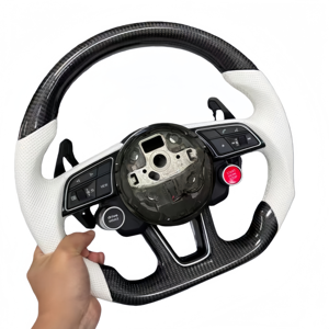 Volant de voiture en cuir perforé personnalisé pour Audi RS3 RS4 RS5 S3 S4 S5 S6 <span class=keywords><strong>RS6</strong></span> A3 A4 A5 Q3 A6 A7 R8 TT S7 Accessoires de voiture - Product Image 1
