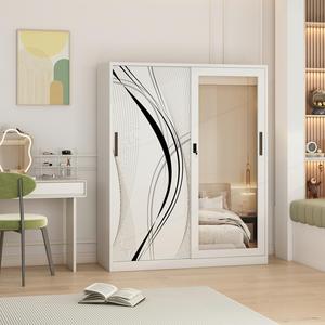 Armoire coulissante de style moderne grande capacité, motifs imprimés personnalisables, pour chambre à coucher simple - Product Image 2