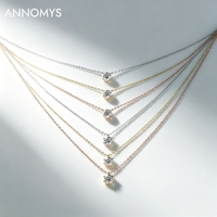 Kalung Perak S925 Moissanite Klasik Empat Enam Prong untuk Wanita dengan Moissanite Potongan Bulat Cemerlang dan Sertifikat GRA