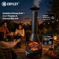 Cheminée verticale extérieure à bois avec cheminée, poêle de chauffage pour patio à double usage