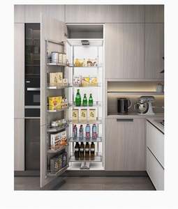 Ensemble de meubles de cuisine modulaire en PVC blanc de luxe moderne fourni par l'usine SANTOPOVA, design de meubles en HDF, évier, assemblage à domicile, bois - Product Image 2