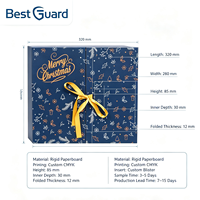 Boîte d'emballage rigide à double porte personnalisée Best Guard pour Noël, impression Père Noël, ruban satiné, finition verte