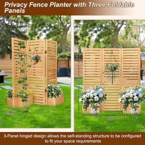 Boîte de jardinière d'arrière-cour ensembles de jardin extérieur Rasied lits jardinière cèdre écran de confidentialité pour terrasse patio avec boîtes de jardinière - Product Image 5