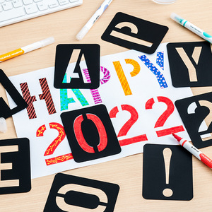 42 pochoirs en plastique à motifs de chiffres noirs, réutilisables, creux, en PP, pour la <span class=keywords><strong>peinture</strong></span> <span class=keywords><strong>murale</strong></span> DIY - Product Image 5