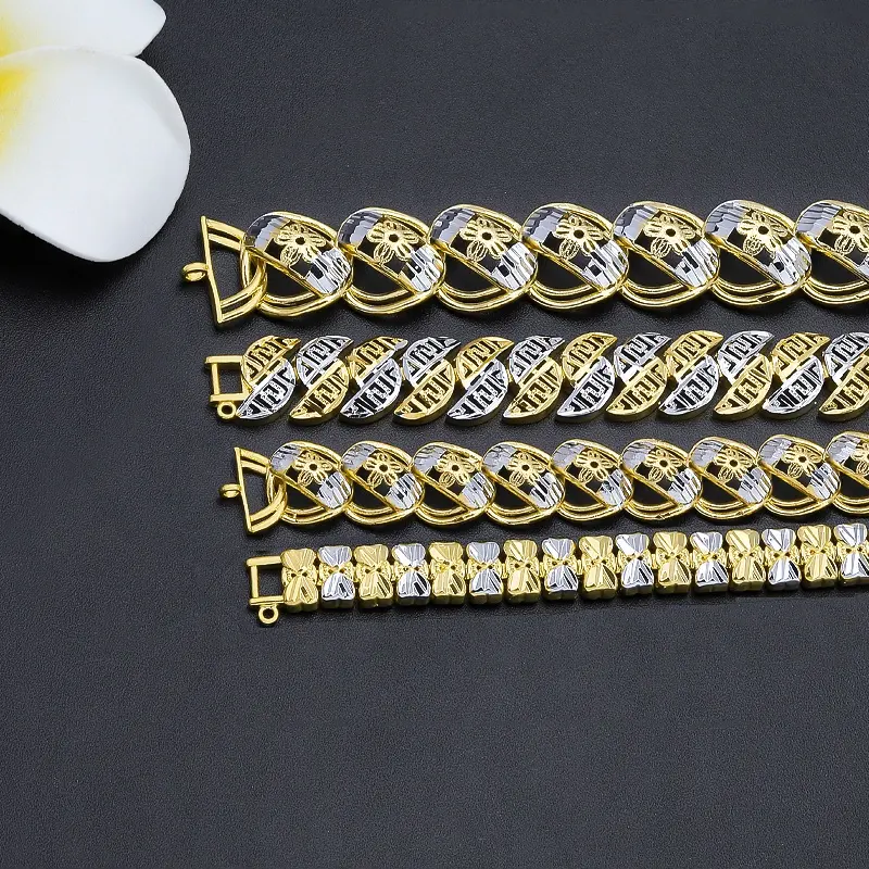 Luxe 24K Goud Dubai Populair Messing Gouden Armband Sieraden Ethiopische Armbanden Goud Plating Koperen Armband Sieraden