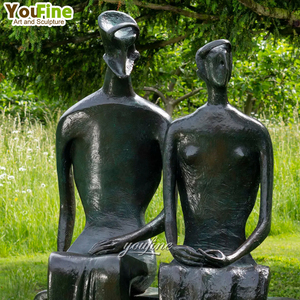 Statua moderna a grandezza naturale del re e della regina del bronzo fuso della decorazione del parco dell'opera d'arte di Henry Moore - Product Image 2