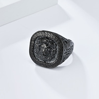 Bague en acier inoxydable Bague pour homme en acier inoxydable avec tête de lion en fonte d'or et argent