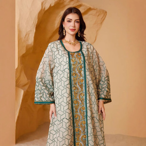 SW021 Vestido de malla de moda de mujer musulmana occidental modesto Abaya modesto para otoño Estilo de Oriente Medio Comercio transfronterizo para Amazo - Product Image 2