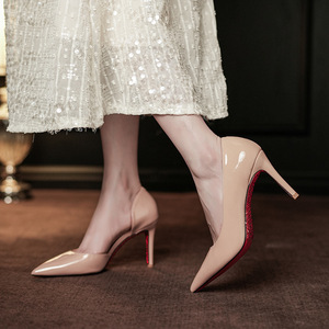 8001F-158 Pointed Toe Slingback Stiletto <b>Heel</b> <b>Red</b> Sole Rhinestone D'Orsay Fashion Trend Shoes - Product Image 2