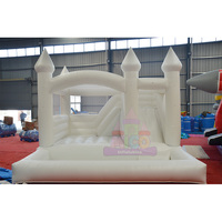 Château gonflable blanc en PVC durable, certifié CE, garantie 3 ans, château gonflable commercial avec toboggan et piscine à balles