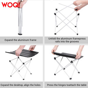 Table de camping pliable Woqi, petite, 20x8 pouces, plateau en aluminium, table de pique-nique d'extérieur avec sac de transport - Product Image 5