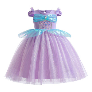 2023 nuevo vestido de cumpleaños de <span class=keywords><strong>La</strong></span> <span class=keywords><strong>Sirenita</strong></span> para niños Bao Vestido de manga corta extranjero - Product Image 1