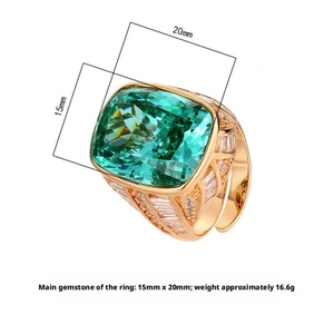 Fashion Jewelry Eco-friendly Copper Geometric Square 15*20mm Colored Cubic Zirconia Rose Gold Plated <b>Rings</b> for Refined Women - Product Image 2