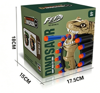 Pistolet à balles souples rotatif manuel en forme de dinosaure, tourelle de 20 coups, lanceur de fléchettes en mousse EVA, balles arrondies sûres, pour enfants de 5 à 7 ans