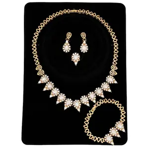 Luxury classic design gold plated fashion alloy jewelry 4 pcs jewelers sets for wedding cheap jewel set women