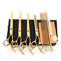 Kit de ciseaux de toilettage pour chiens et chats en gros, ciseaux à effiler incurvés, ensemble de ciseaux de toilettage pour animaux de compagnie