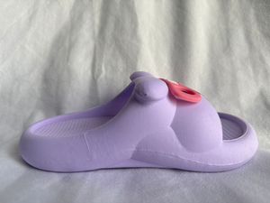 Pantofole viola con decorazione a fiocco, suola in EVA antiscivolo per uso domestico, scarpe da donna per tutte le stagioni - Product Image 1