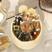 Organisateur de pinceaux de maquillage rotatif, boîte de rangement cosmétique transparente ronde pour crayons à sourcils, pinceaux de maquillage et outils de beauté