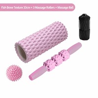 Ensemble de rouleaux en mousse en forme d'arête de poisson de 33 cm, bâton de massage musculaire, colonne de yoga, balle de fascia pour la relaxation corporelle