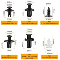 Lot de 105 attaches, rivets et clips en nylon pour garnitures de panneaux de porte et capots de voiture