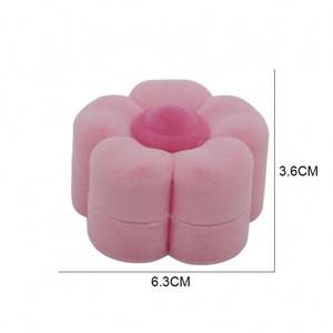 Caja de Anillo de Compromiso de Terciopelo con Forma de Flor, Romántica, Dulce y Lujosa, Marca <span class=keywords><strong>Jiesheng</strong></span>, 2 Colores - Product Image 3