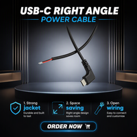 Câble de charge rapide USB type-c personnalisé coude à 90 degrés à angle droit ouvert usage industriel conducteur en cuivre 250V isolation PVC