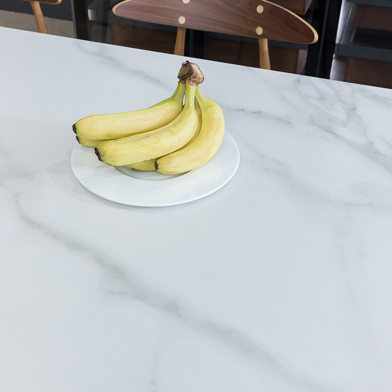 Faux Marble Stone Top Dining Table 1800*900*750mm Gold Finish Diamond Leg