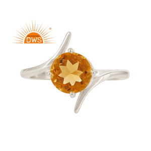 แหวนพลอยซิทรีนธรรมชาติแหวนเงินโซลิแทร์925โซลิแทร์แหวนเงินผู้ผลิตเครื่องประดับคอลเลกชันวินเทจ - Product Image 2