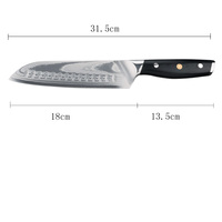 Couteau de chef de cuisine Santoku 7 pouces VG-10 Damas Couteau de chef Santoku japonais avec manche en micarta