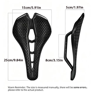 Nouvelle selle 3D bionique en nid d'abeille absorbant les chocs, siège creux respirant en fibre de carbone ultralégère, équipement léger pour route/VTT - Product Image 2