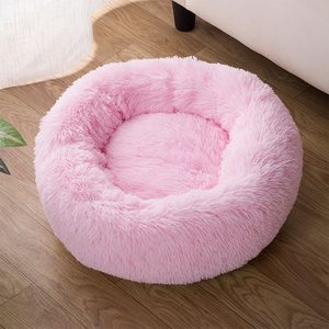 Cama de perro de peluche para mascotas, cómoda cama de perro de Donut redonda calmante de piel sintética para mascotas pequeñas y medianas - Product Image 4