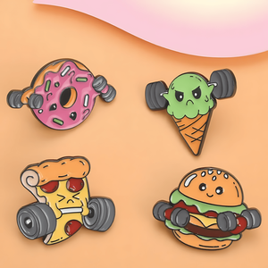 Broche fantaisie en forme d'aliments avec haltères, design de dessin animé amusant pour vêtements ou sacs, cadeau original parfait - Product Image 3