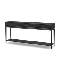 Table console contemporaine en bois massif artisanal de luxe avec rangement durable pour salon